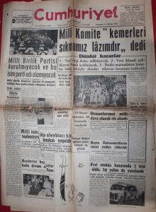 Cumhuriyet Gazetesi 16 Haziran 1960 - Milli Komite Kemer Sıkmamız Lazımdır Dedi