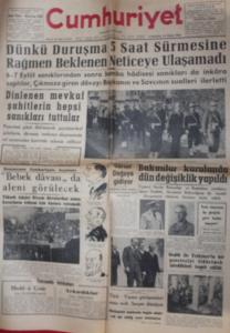 Cumhuriyet Gazetesi 22 Ekim 1960 - Dinlenen Mevkuf Şahitlerin Hepsi Sanıkları Tuttular