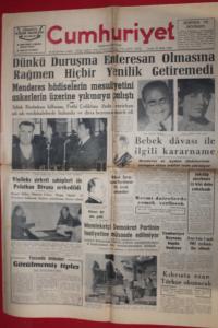 Cumhuriyet Gazetesi 28 Ekim 1960 - Dünkü Duruşma Enteresan Olmasına Rağmen Hiçbir Yenilik Getiremedi
