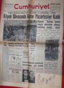 Cumhuriyet Gazetesi 21 Ekim 1960 - Köpek Davasında Karar Pazartesi Kaldı