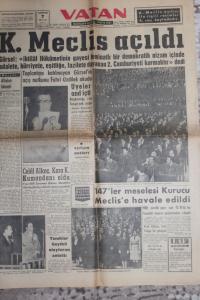 Vatan Gazetesi 7 Ocak 1961 - K. Meclis Açıldı