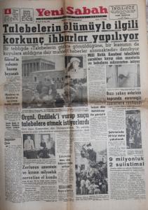 Yeni Sabah 4 Haziran 1960 - Talebelerin Ölümüyle İlgili Korkunç İhbarlar Yapılıyor