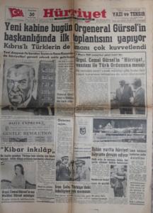 Hürriyet Gazetesi 30 Mayıs 1960 - Yeni Kabine Bugün Orgeneral Gürsel'in Başkanlığında İlk Toplantısını Yapıyor