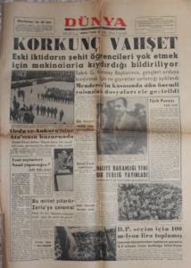 Dünya Gazetesi 4 Haziran 1960 - Korkunç Vahşet