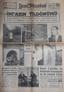 Yeni İstanbul Gazetesi 17 Eylül 1962 - İnfazın Yıldönümü