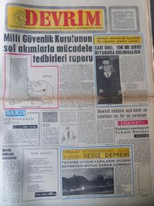 Devrim Gazetesi 14 Nisan 1970 - Milli Güvenlik Kurıulunun Sol Akımlarla Mücadele Tedbirleri Raporu