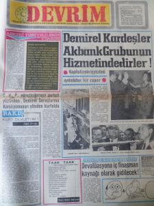 Devrim Gazetesi 21 Nisan 1970 - Demirel Kardeşler Akbank Grubunun Hizmetindedirler