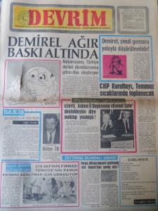Devrim Gazetesi 5 Mayıs 1970 - Demirel Ağır Baskı Altında