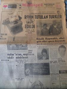 Milliyet Gazetesi 1 Ocak 1964 - Rehin Tutulan Türkler