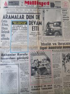 Milliyet Gazetesi 30 Nisan 1971 - Aramalar Dün de Devam Etti