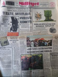 Milliyet Gazetesi 28 Ağustos 1974 - Türkiye Sovyetlerin Önerisini Reddetti