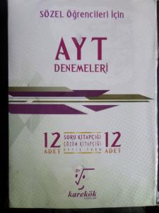 Sözel Öğrenciler İçin AYT Denemeleri 12 Adet Soru ve Çözüm Kitapçığı