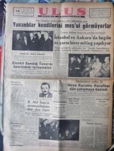 Ulus Gazetesi  26 Mayıs 1949 - Yunanlılar Kendilerini Mes'ul Görmüyorlar