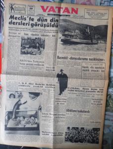 Vatan Gazetesi 20 Mart 1956 - Meclis'te Dün Din Dersleri Görüşüldü