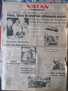 Vatan 8 Ağustos 1960 - Türkeş, Gürsel İle İnönü'nün Görüşmesini Açıkladı