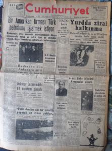 Cımhuriyet  14 Ocak 1953 - Bir Amerikan Firması Türk Petrolünü İşletmek İstiyor