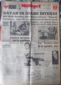 Milliyet Halk Gazetesi 13 Temmuz 1960 - Bayar'ın İdamı İstendi