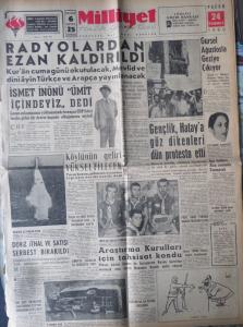 Milliyet Halk Gazetesi 24 Temmuz 1960 - Radyolardan Ezan Kaldırıldı