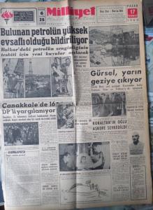 Milliyet Halk Gazetesi 17 Temmuz 1960 - Bulunan Petrolün Yüksek Evsaflı Olduğu Bildiriliyor