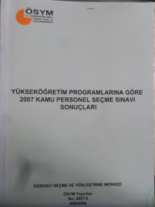 Yükseköğretim Programlarına Göre 2007 Kamu Personel Seçme Sınavı Sonuçları