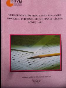 Yükseköğretim Programlarına Göre 2009 Kamu Personel Seçme Sınavı (Lisans) Sonuçları
