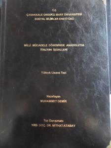 Milli Mücadele Döneminde Anadolu'da İtalyan İşgalleri ( Yüksek Lisans Tezi )