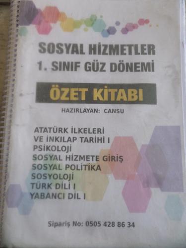 1. Sınıf Sosyal Hizmetler Güz Dönemi Özet Kitabı Ders Notu