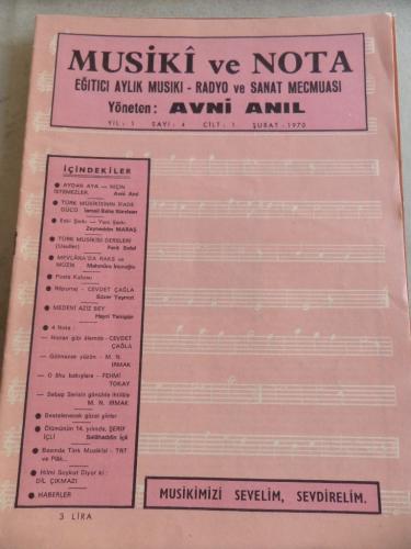 Musiki ve Nota Eğitici Aylık Musiki Mecmuası 1970 / 4