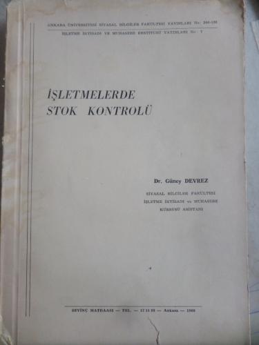 İşletmelerde Stok Kontrolü