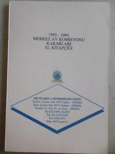 1993 - 1994 Merkez Av Komisyonu Kararları El Kitapçığı