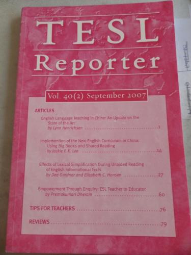 TESL Reporter Vol 40 (2)
