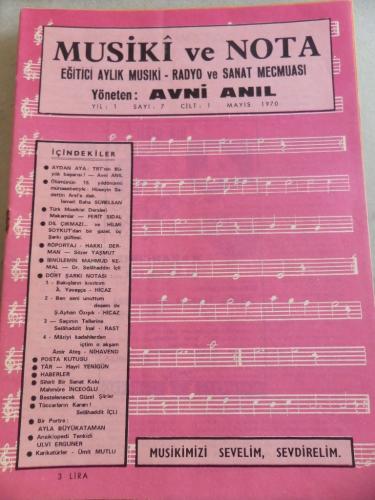 Musiki ve Nota Eğitici Aylık Musiki Mecmuası 1970 / 7
