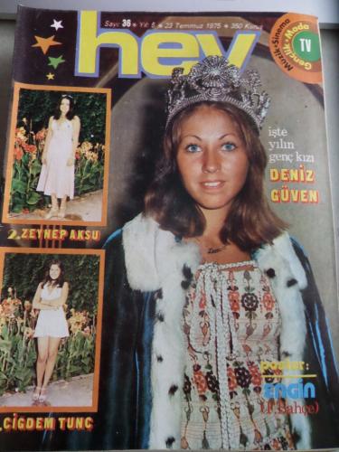 Hey Dergisi 1975 / 36 Kapak Sweet İşte Yılın Genç Kızı Deniz Güven - P