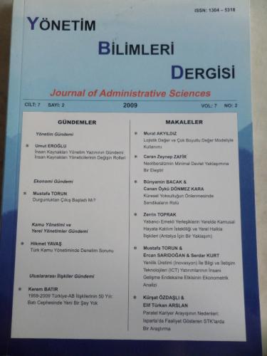 Yönetim Bilimleri Dergisi 2009 / Cilt 7 Sayı 2