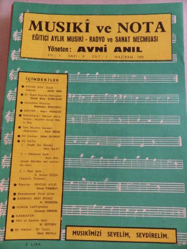 Musiki ve Nota Eğitici Aylık Musiki Mecmuası 1970 / 8