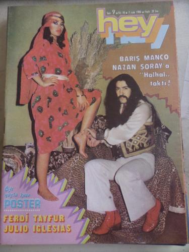 Hey Dergisi 1980 / 9 Kapak Barış Manço Nazan Şoray'a Halhal Taktı - Po