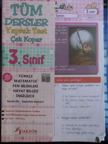 3. Sınıf Tüm Dersler Yaprak Test Çek Kopar