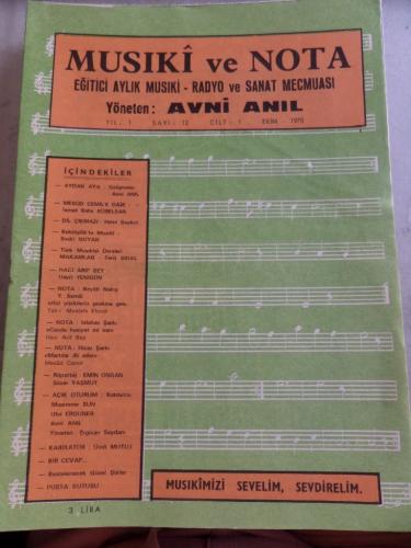 Musiki ve Nota Eğitici Aylık Musiki Mecmuası 1970 / 12