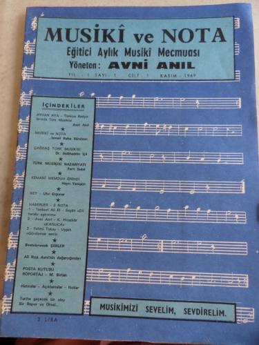 Musiki ve Nota Eğitici Aylık Musiki Mecmuası 1969 / 1