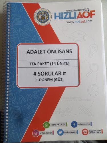 Adalet Önlisans 1. Dönem Güz Sorular Tek Paket ( 14 Ünite )