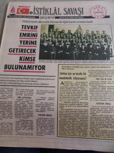 İstiklal Savaşı Gazetesi 1 Ağustos 1919 Tevkif Emrini Yerine Getirecek Kimse Bulunamıyor