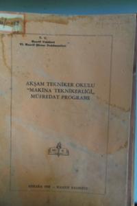 Akşam Tekniker Okulu Makina Teknikerliği Müfredat Programı