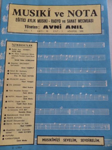Musiki ve Nota Eğitici Aylık Musiki Mecmuası 1970 / 10