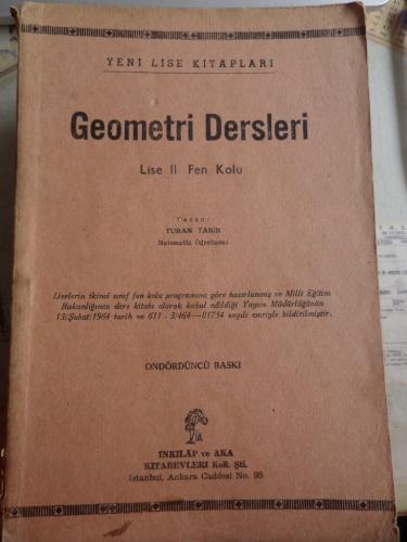 Geometri Dersleri Lise II Fen Kolu Turan Tanın