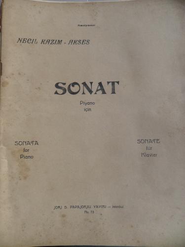 Sonat Piyano İçin Necil Kazım