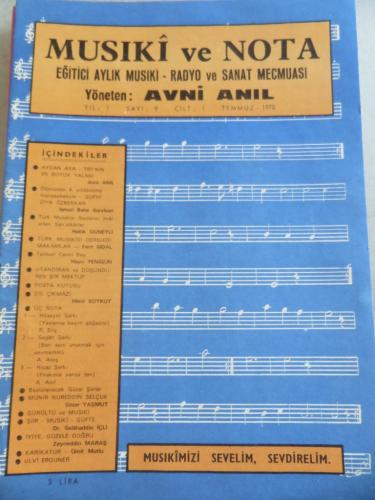 Musiki ve Nota Eğitici Aylık Musiki Mecmuası 1970 / 9