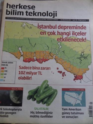 Herkese Bilim Teknoloji 18 Ağustos 2017 Sayı 73 - İstanbul Depreminde 
