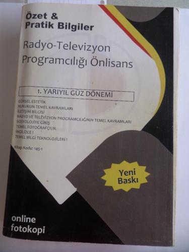 Radyo Televizyon Programcılığı Önlisans 1. Yarıyıl Güz Dönemi Özet & P