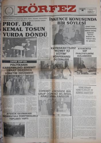 Körfez Gazetesi 26 Şubat 1986 - Prof. DR. Kemal Tosun Yurda Döndü