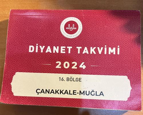 Diyanet Takvimi 2024 / 16. Bölge Çanakkale - Muğla
